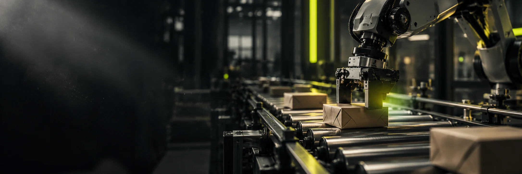 Editorial study of a robotic packaging line and conveyor rollers